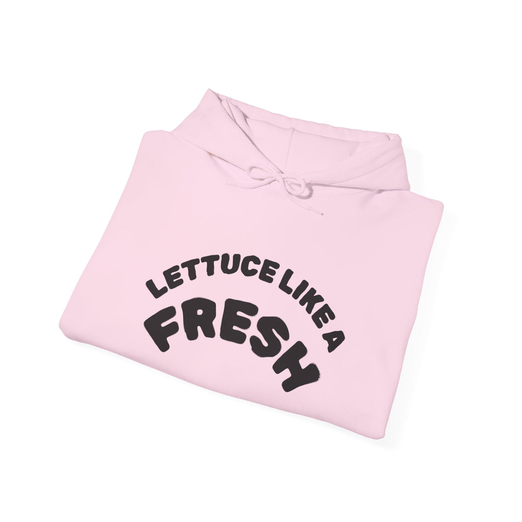 Hoodie — “Lettuce Like a Fresh” Funny Lettuce Character Graphic Sweatshirt