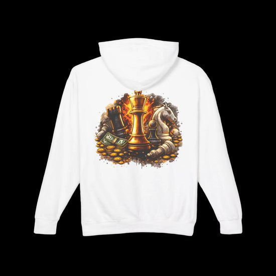 Chess King &amp; Knight Hoodie — Gold Chess Pieces Graphic Sweatshirt
