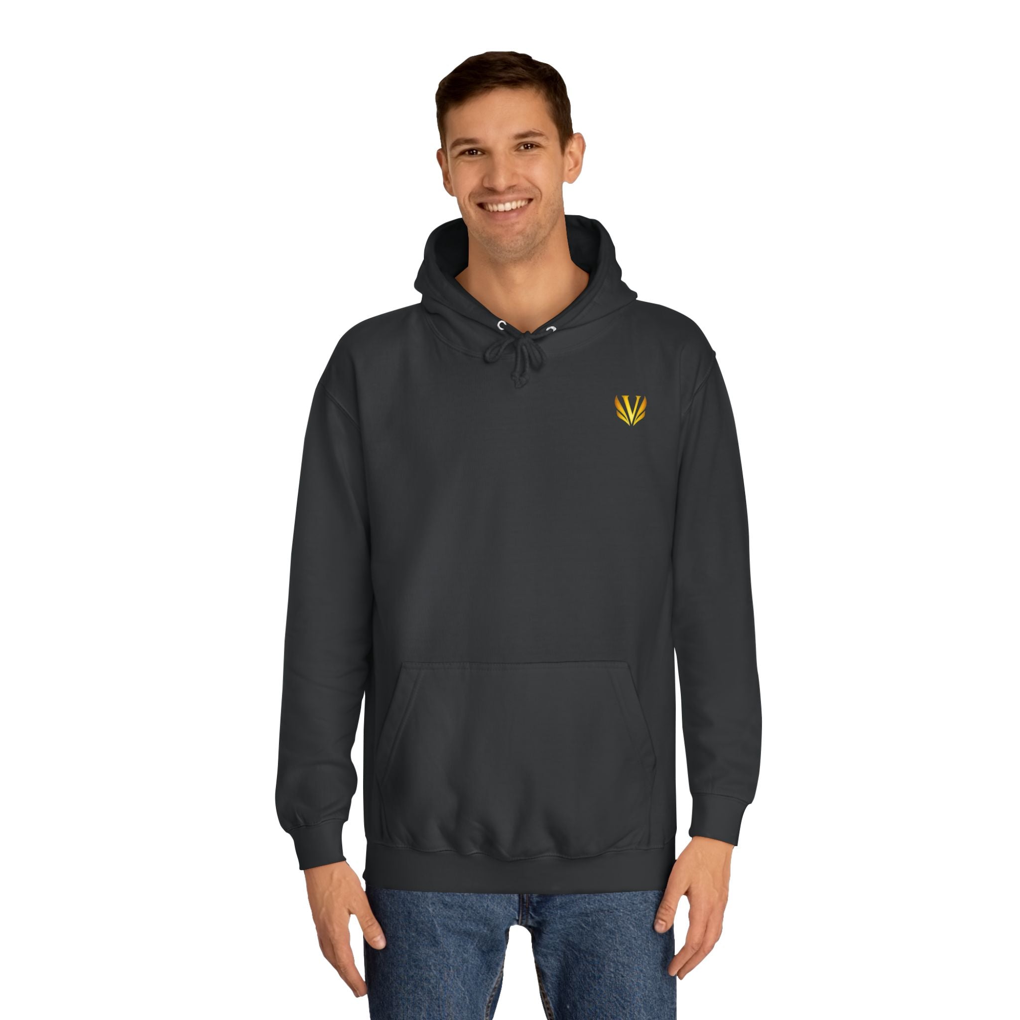 Minimal Gold Butterfly Hoodie — Small Chest Accent, Cute College Style