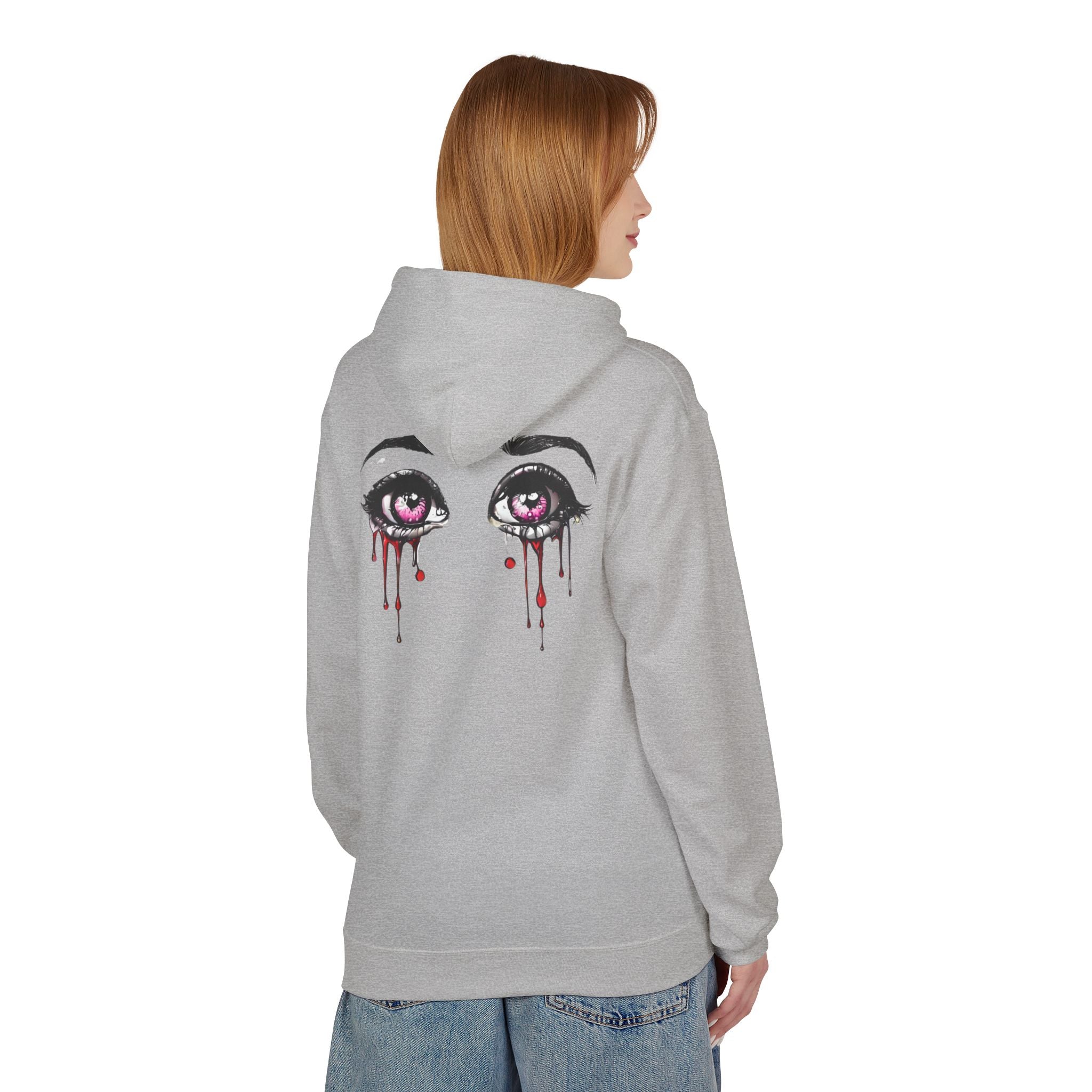 Hoodie — Dripping Pink Tear Eyes Graphic Hooded Sweatshirt